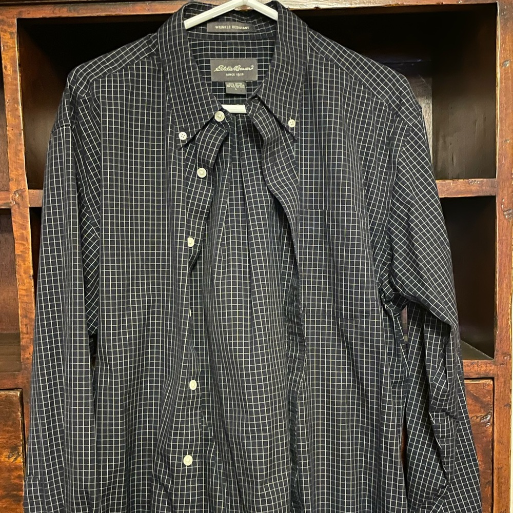 Dark Blue Eddie Bauer button down, Large, great condition.